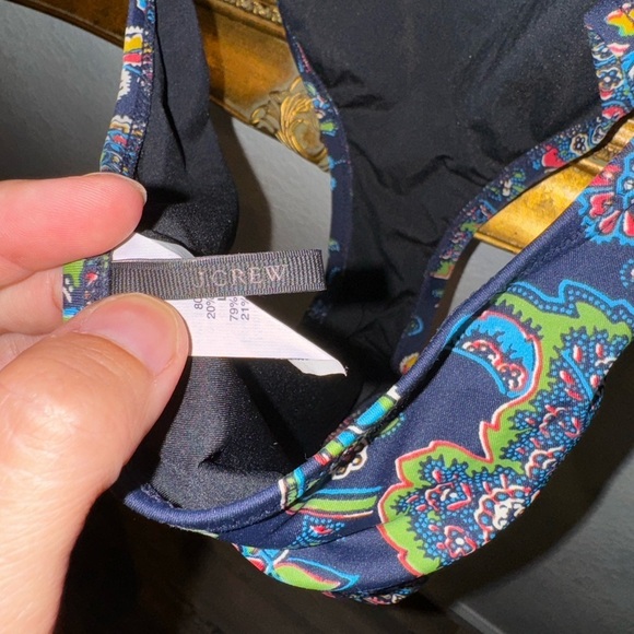 J. Crew Black Multi-Color Floral Print Halter Cut Out Sides and Back One Piece 2 - Picture 6 of 7